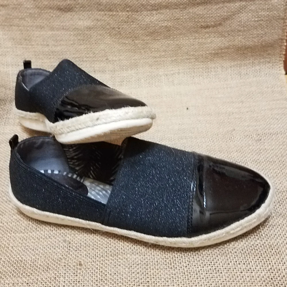 E Collection Black Patent Leather Espadrille Women's Size 8.5W